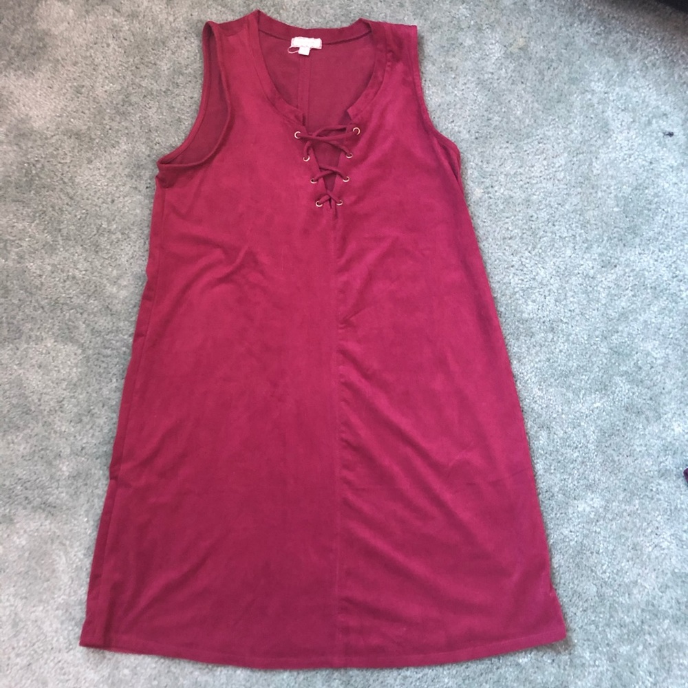 burgundy tie up dress